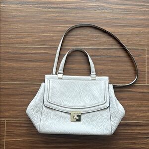 Kate Spade White Satchel with Gold-Toned Clasp